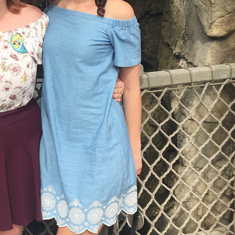 Denim off the shoulder dress